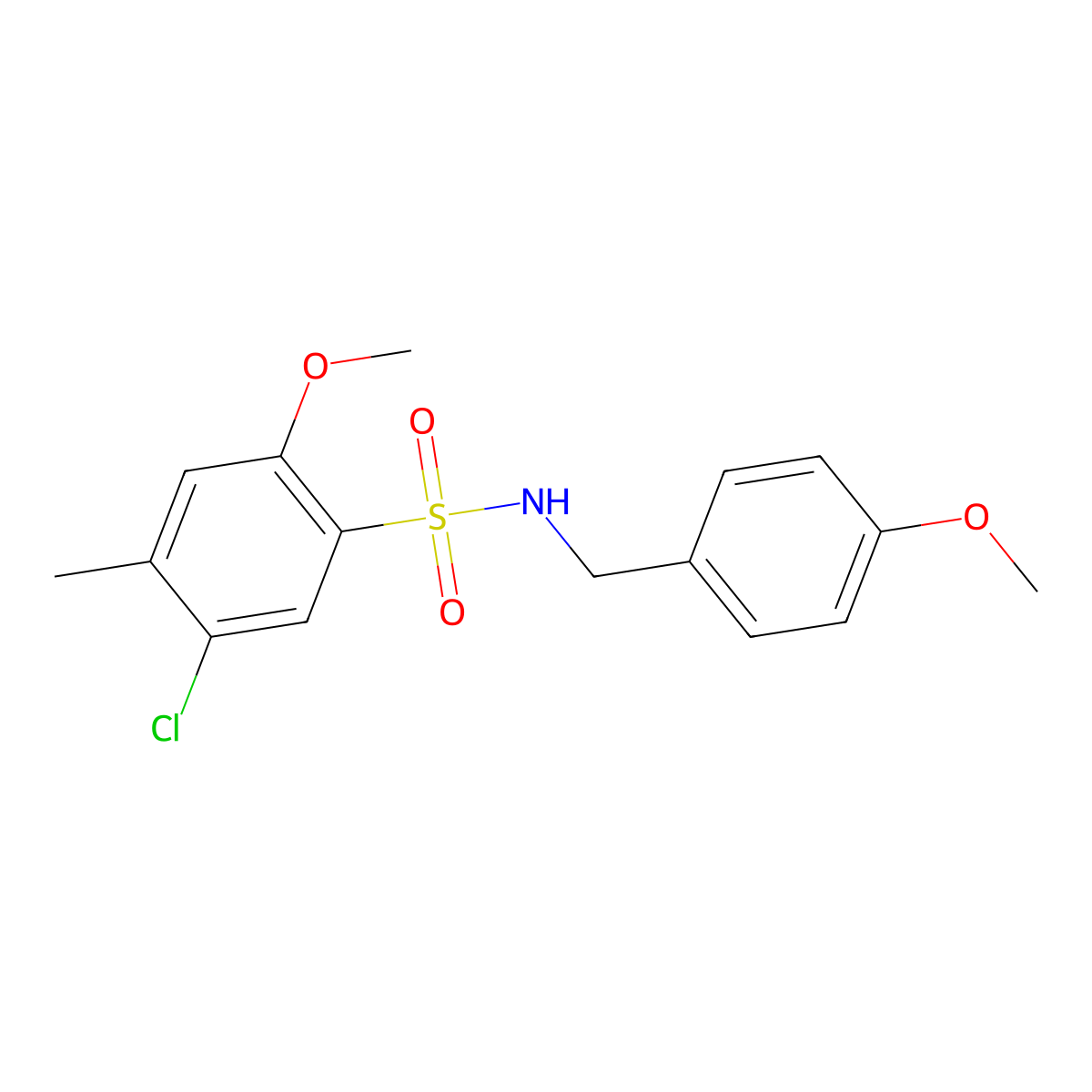 5-chloro-2-methoxy-N-[(4-methoxyphenyl)methyl]-4-methylbenzenesulfonamide molecular structure, CAS 791844-92-3