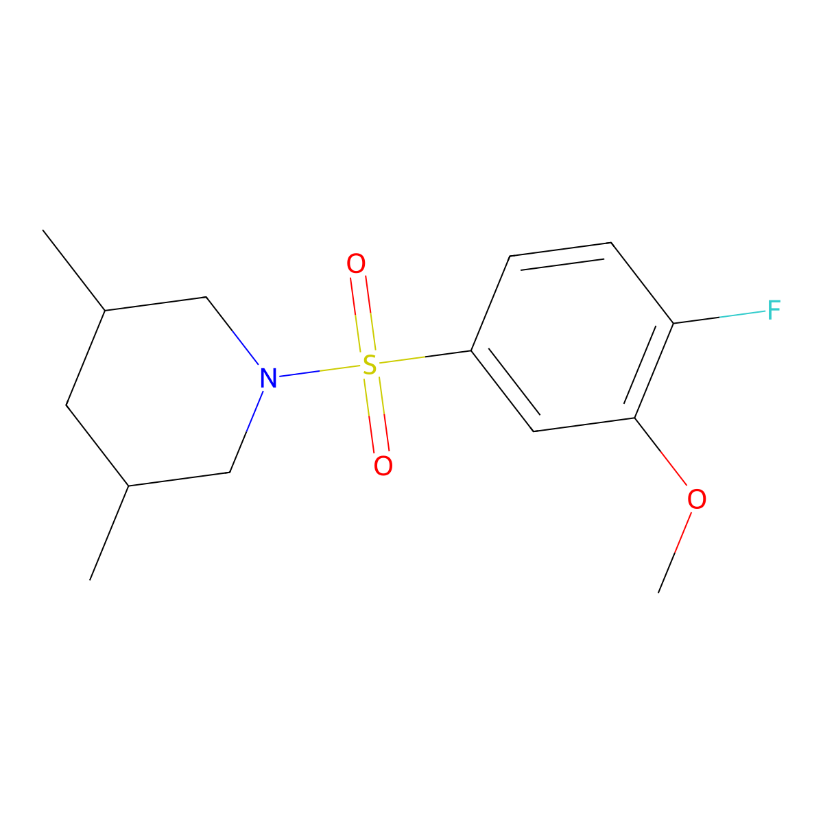 1-((4-Fluoro-3-methoxyphenyl)sulfonyl)-3,5-dimethylpiperidine molecular structure, CAS 791844-93-4