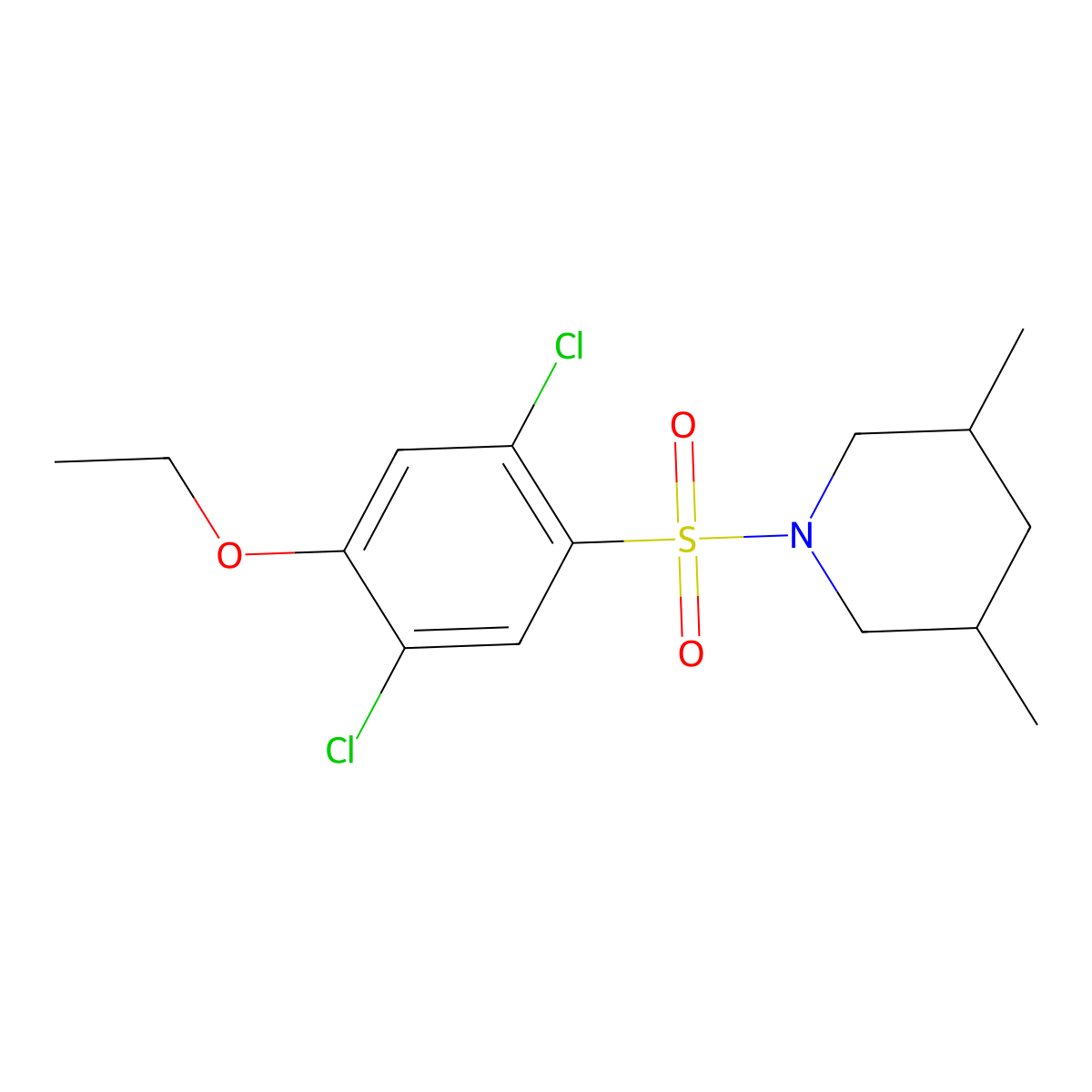 1-(2,5-Dichloro-4-ethoxyphenyl)sulfonyl-3,5-dimethylpiperidine molecular structure, CAS 791844-95-6