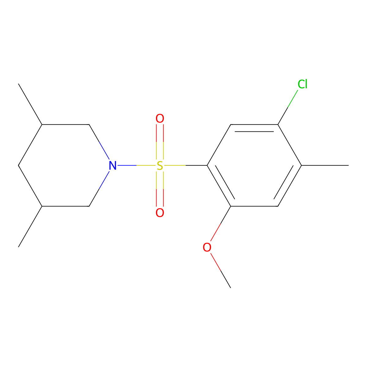 1-(5-Chloro-2-methoxy-4-methylbenzenesulfonyl)-3,5-dimethylpiperidine molecular structure, CAS 791844-96-7
