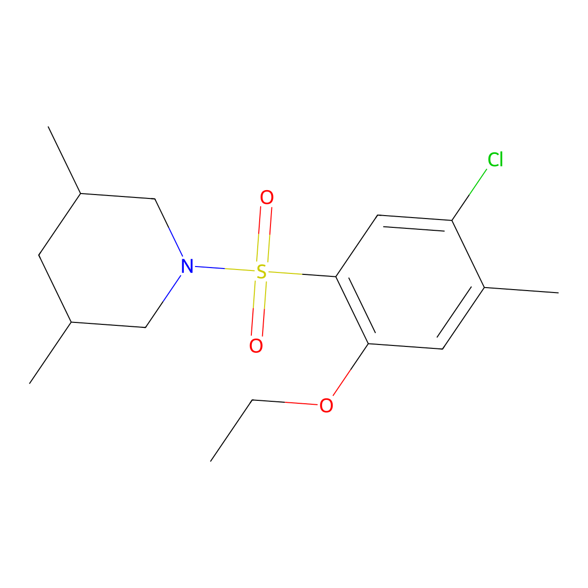 1-(5-Chloro-2-ethoxy-4-methylbenzenesulfonyl)-3,5-dimethylpiperidine molecular structure, CAS 791844-98-9