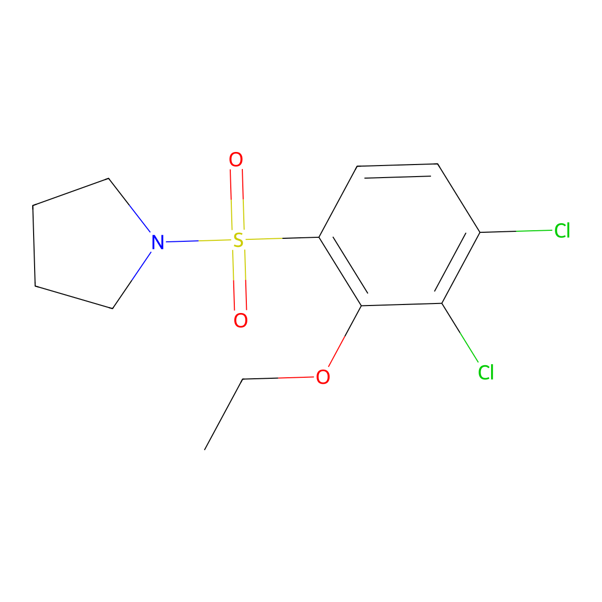 1-(3,4-Dichloro-2-ethoxyphenyl)sulfonylpyrrolidine molecular structure, CAS 791845-00-6
