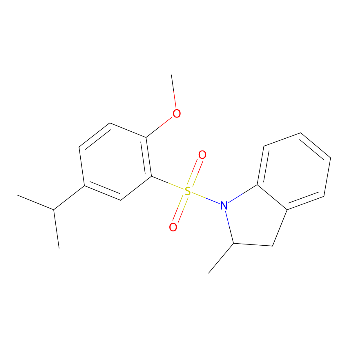 1-[2-methoxy-5-(propan-2-yl)benzenesulfonyl]-2-methyl-2,3-dihydro-1H-indole molecular structure, CAS 791845-08-4