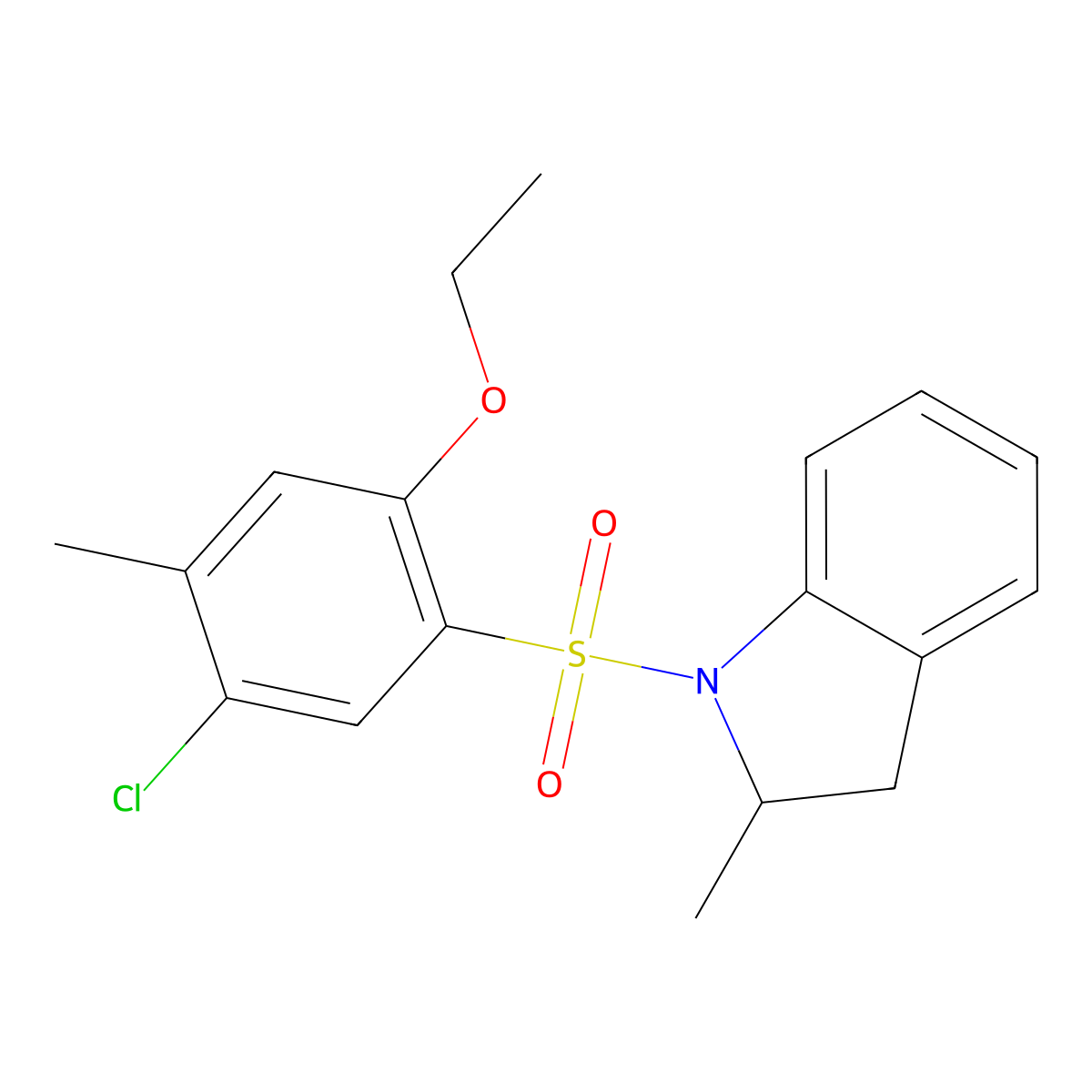 5-Chloro-2-ethoxy-4-methyl-1-[(2-methylindolinyl)sulfonyl]benzene molecular structure, CAS 791845-09-5