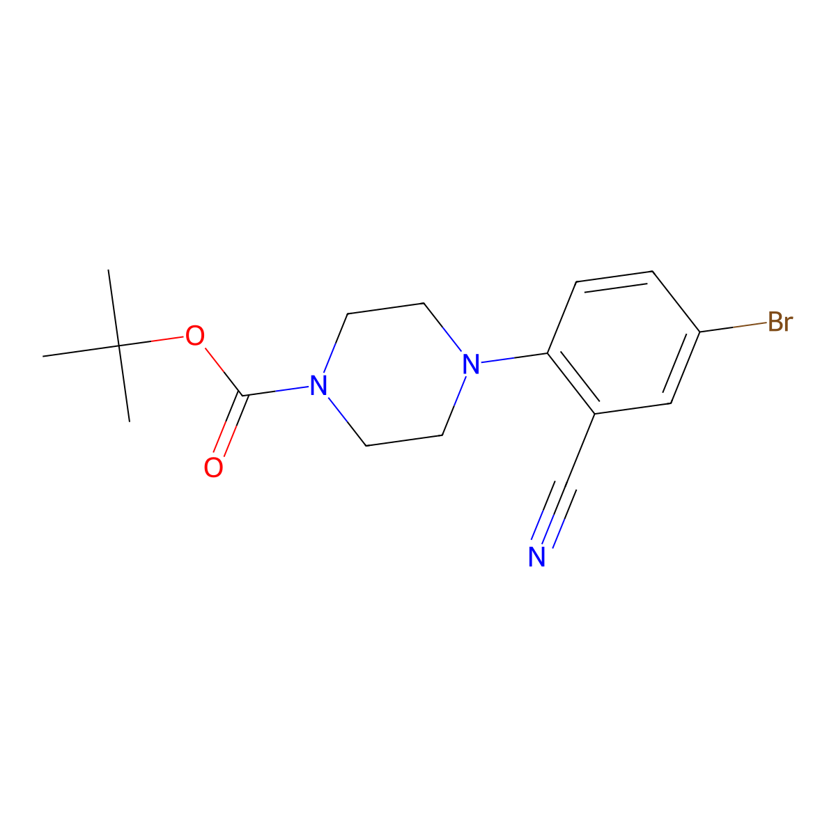 Tert-butyl 4-(4-bromo-2-cyanophenyl)piperazine-1-carboxylate molecular structure, CAS 791846-40-7