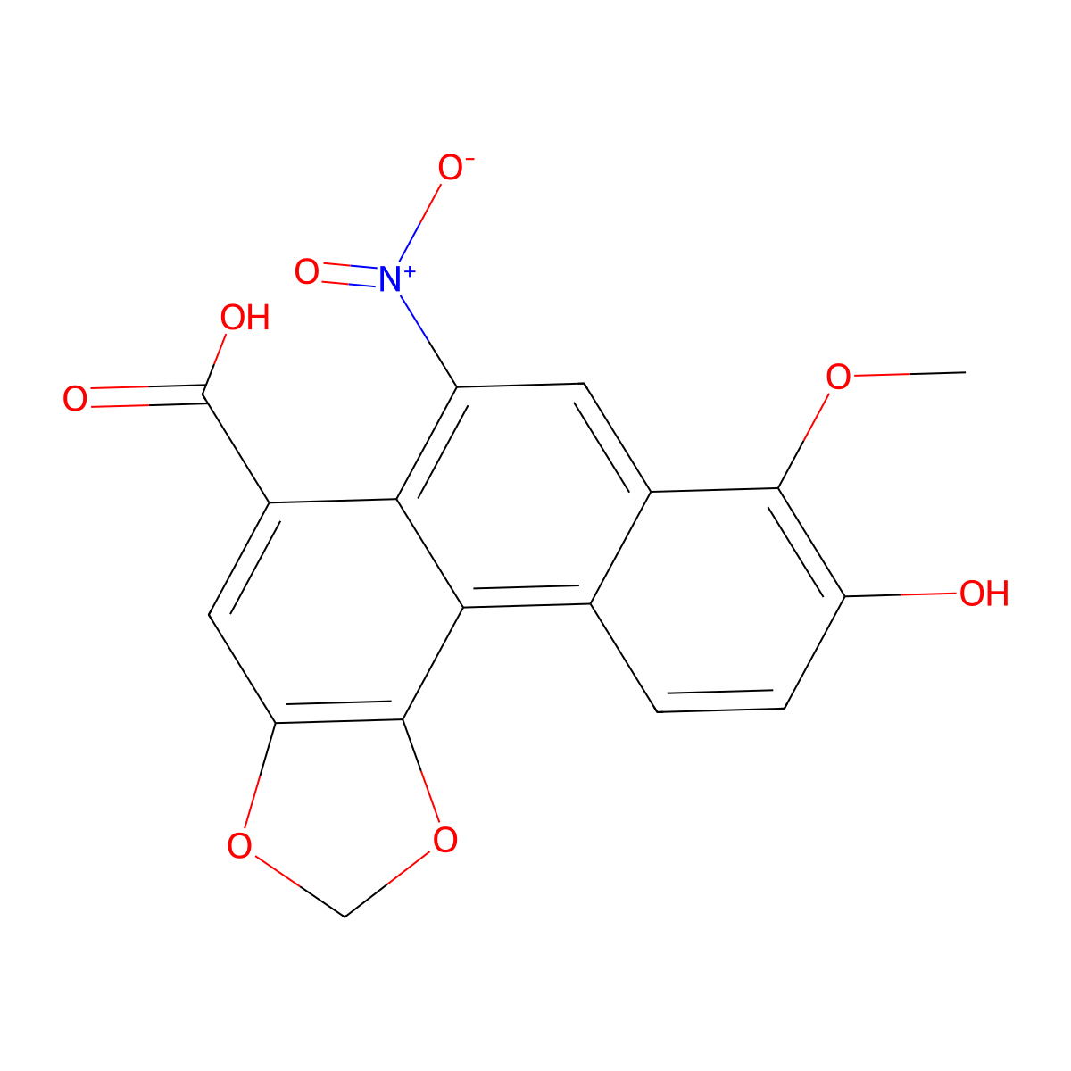 9-Hydroxy-8-Methoxy-6-Nitro-Phenanthrol(3,4-D)(1,3)Dioxole-5-Carboxylic Acid molecular structure, CAS 79185-75-4