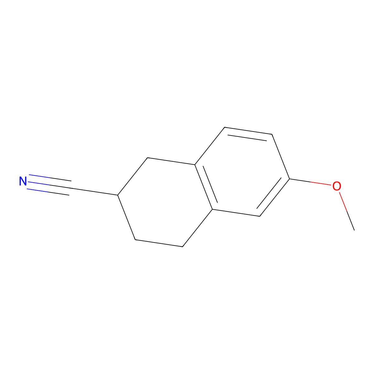 6-Methoxy-1,2,3,4-tetrahydronaphthalene-2-carbonitrile molecular structure, CAS 79199-11-4