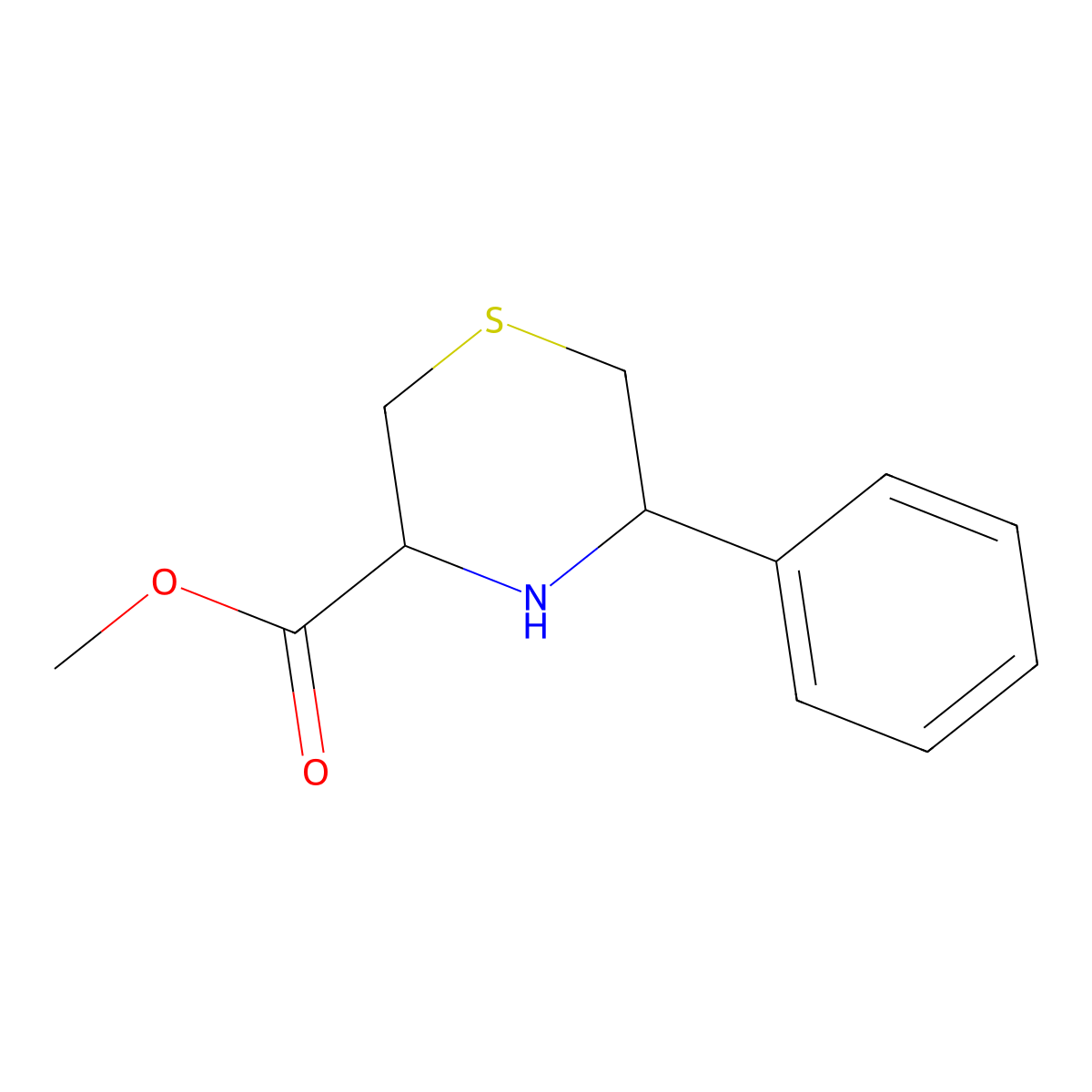 rac-methyl(3R,5S)-5-phenylthiomorpholine-3-carboxylate,cis molecular structure, CAS 79200-08-1