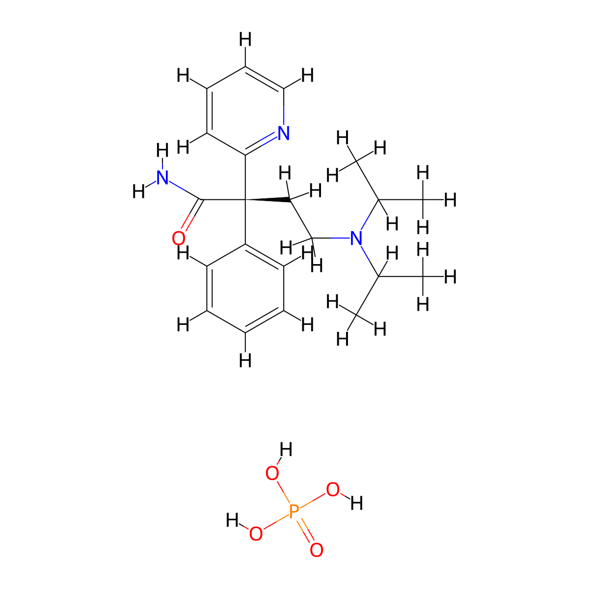 Disopyramide Phosphate, (S)- molecular structure, CAS 79200-58-1