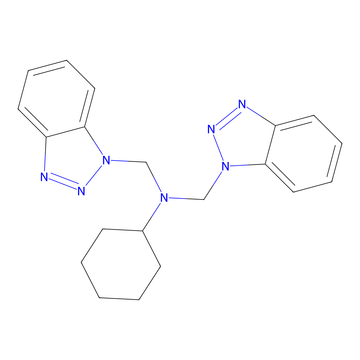 N,N-Bis(1H-1,2,3-benzotriazol-1-ylmethyl)cyclohexanamine molecular structure, CAS 79202-96-3
