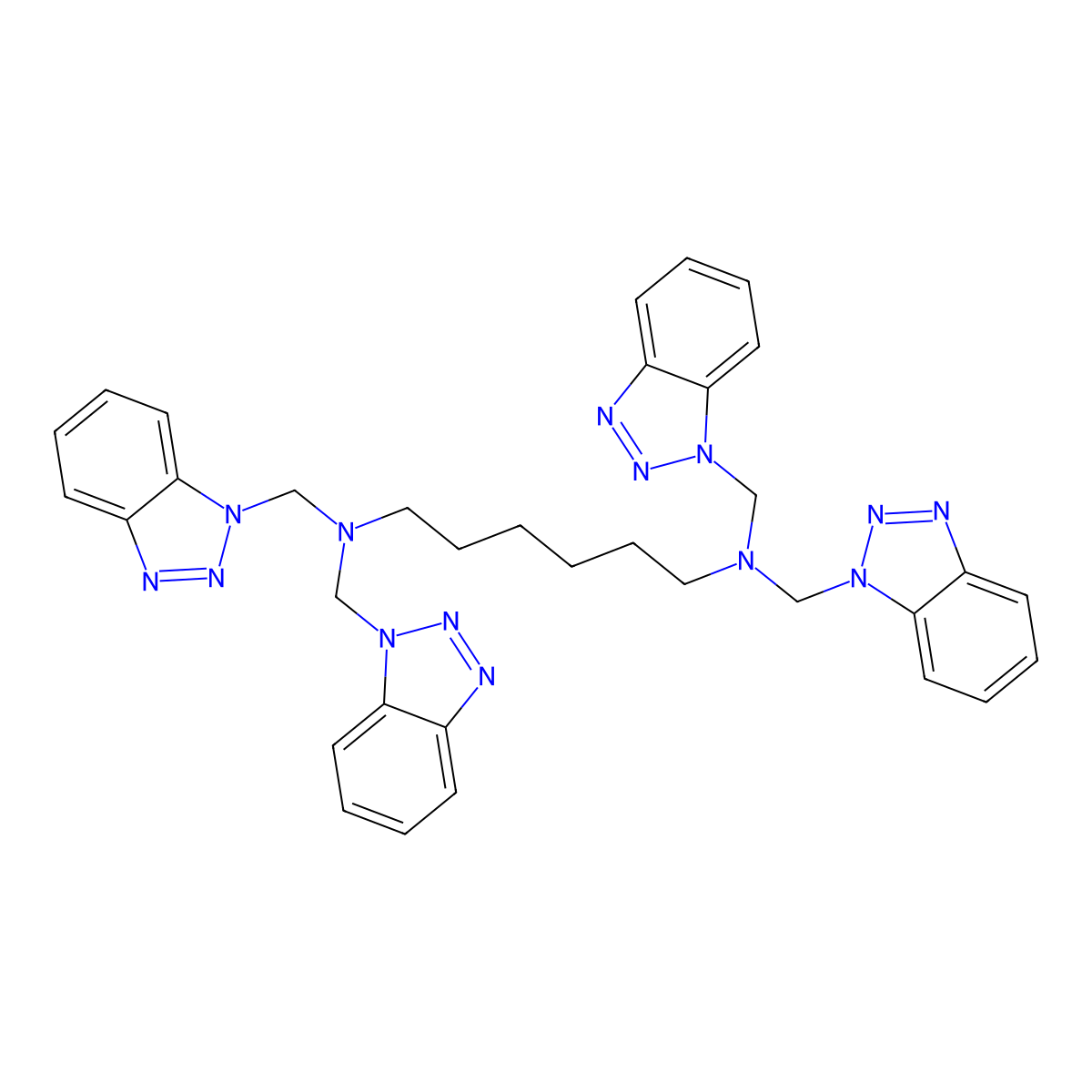 Bis(1H-1,2,3-benzotriazol-1-ylmethyl)({6-[bis(1H-1,2,3-benzotriazol-1-ylmethyl)amino]hexyl})amine molecular structure, CAS 79202-98-5