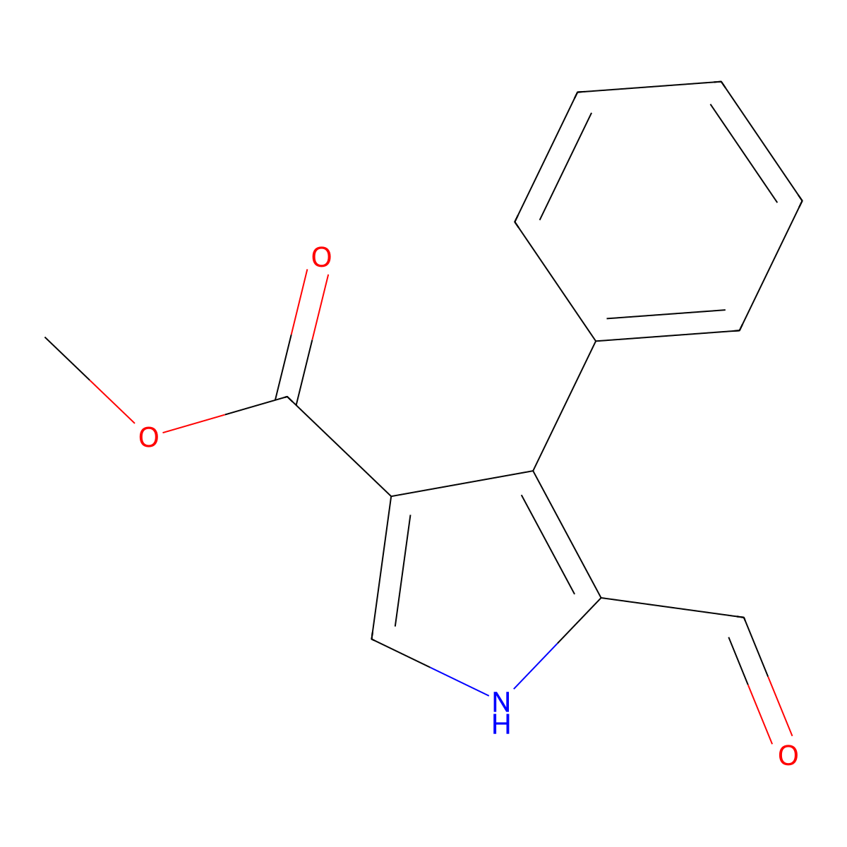 methyl 5-formyl-4-phenyl-1H-pyrrole-3-carboxylate molecular structure, CAS 79205-27-9