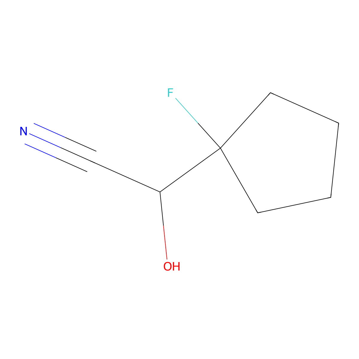 (1-Fluorocyclopentyl)(hydroxy)acetonitrile molecular structure, CAS 79205-55-3