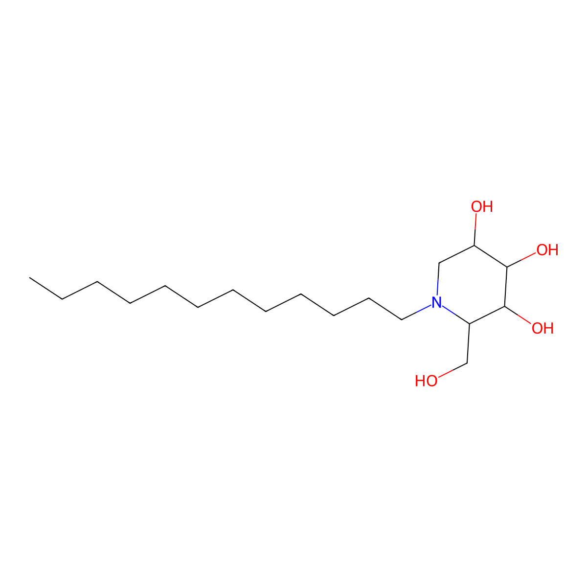 N-Dodecyl-1-deoxynojirimycin molecular structure, CAS 79206-22-7