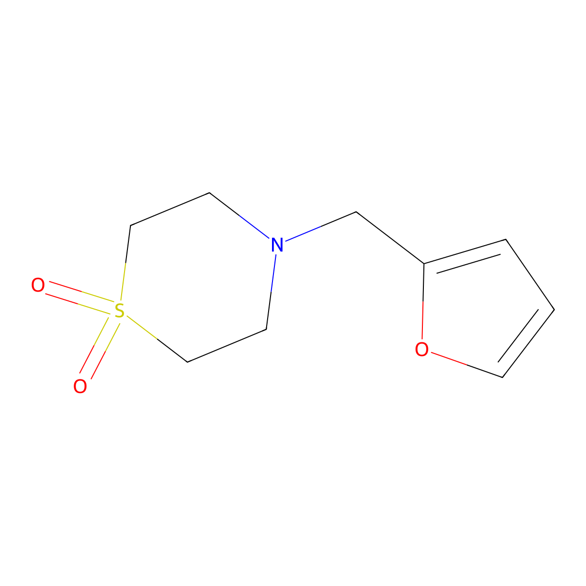 4-(Furan-2-ylmethyl)-1,4-thiazinane 1,1-dioxide molecular structure, CAS 79206-94-3