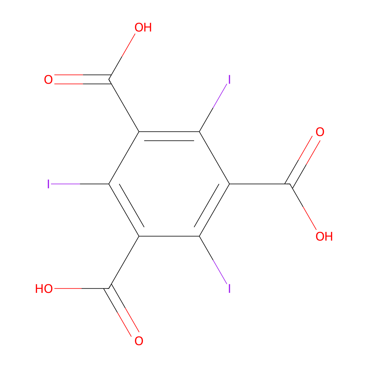 2,4,6-Triiodo-1,3,5-benzenetricarboxylic acid molecular structure, CAS 79211-41-9