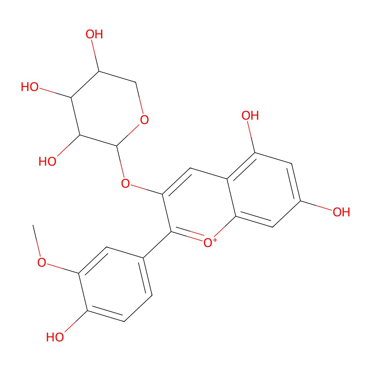 Peonidin-3-O-alpha-arabinopyranoside molecular structure, CAS 792124-58-4