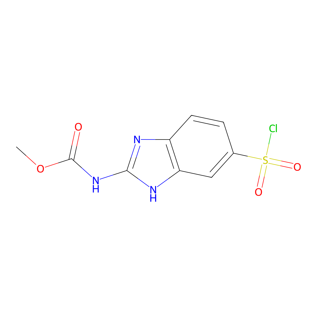 Methyl N-[6-(chlorosulfonyl)-1H-benzimidazol-2-yl]carbamate molecular structure, CAS 79213-74-4