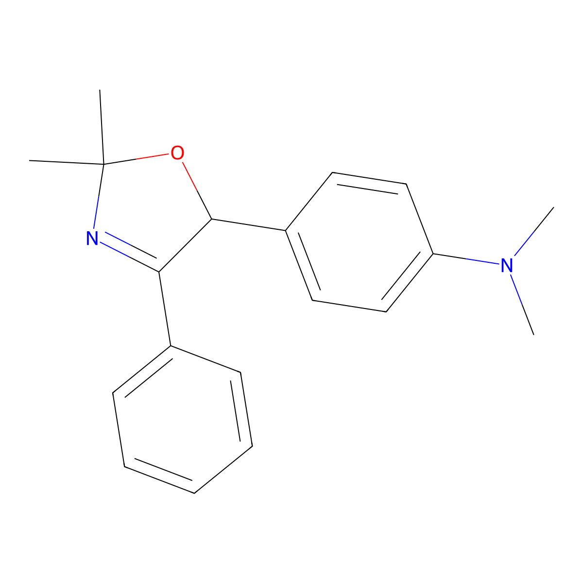 4-(2,2-Dimethyl-4-phenyl-2,5-dihydro-1,3-oxazol-5-yl)-N,N-dimethylaniline molecular structure, CAS 79213-82-4