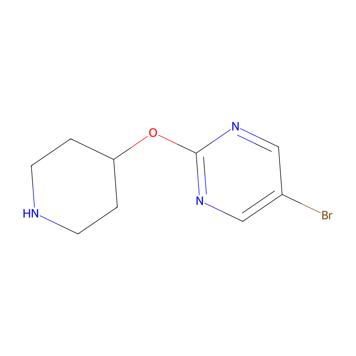 5-Bromo-2-(piperidin-4-yloxy)pyrimidine molecular structure, CAS 792180-52-0