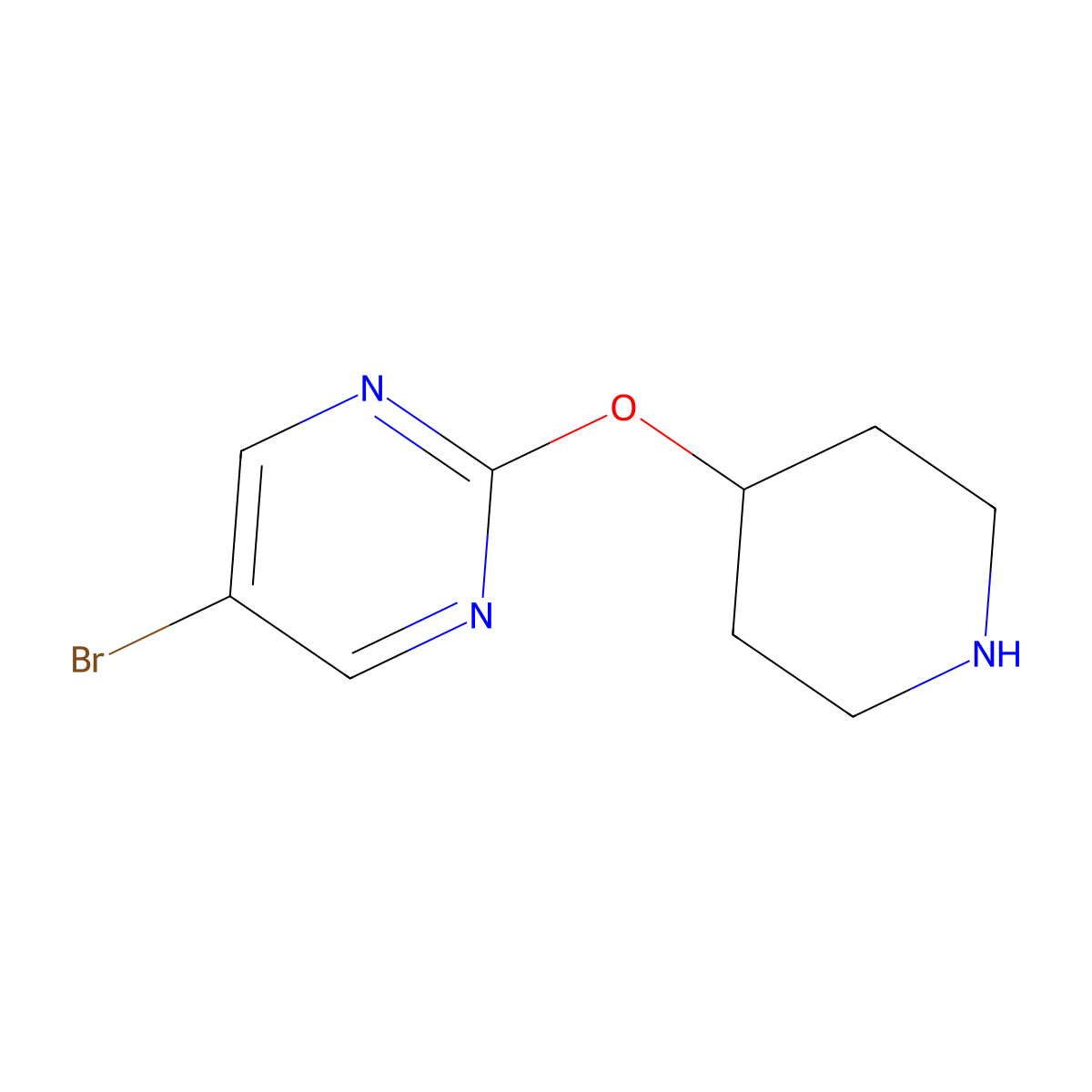 5-Bromo-2-(piperidin-4-yloxy)pyrimidine molecular structure, CAS 792180-52-0