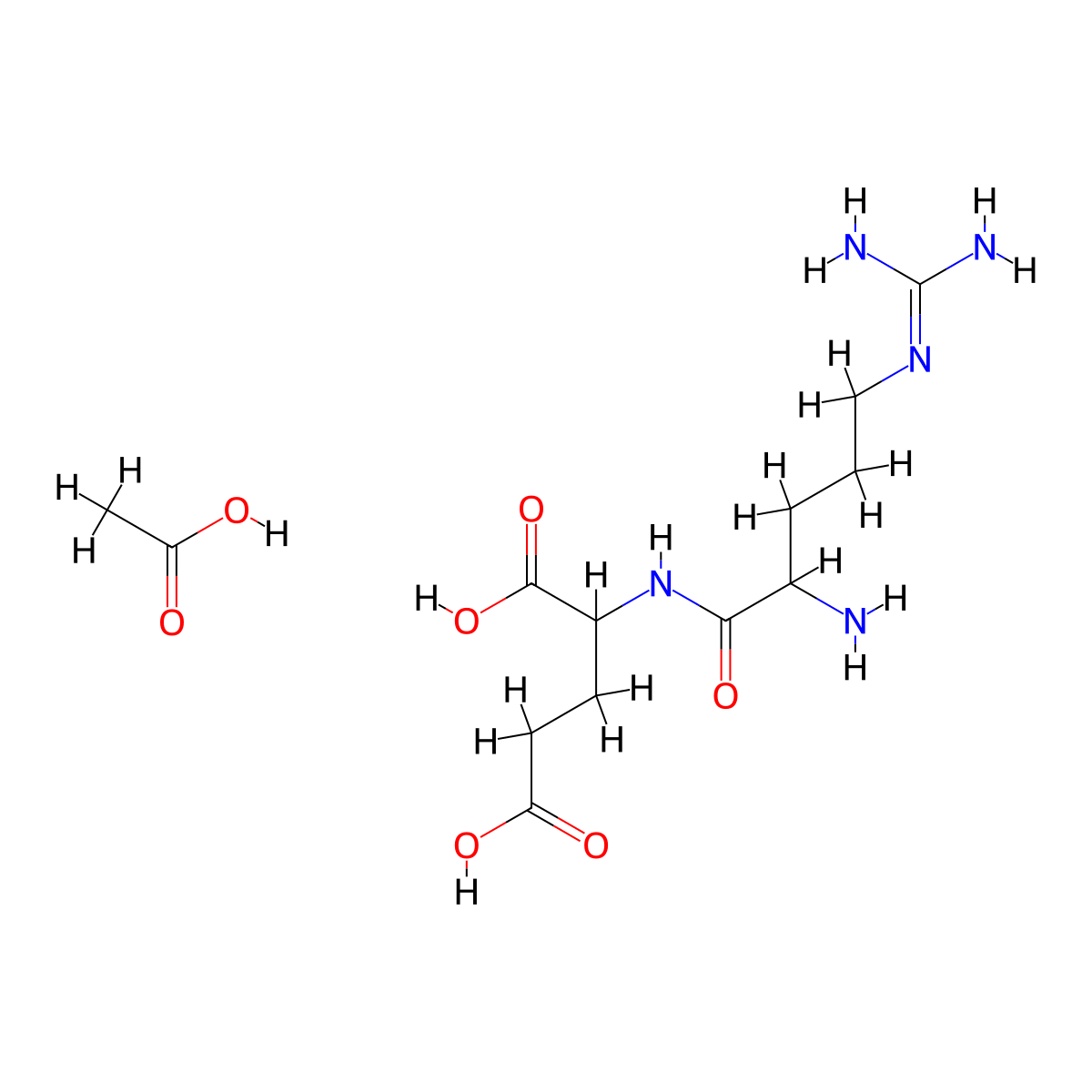 Acetic acid;2-[[2-amino-5-(diaminomethylideneamino)pentanoyl]amino]pentanedioic acid molecular structure, CAS 79220-32-9