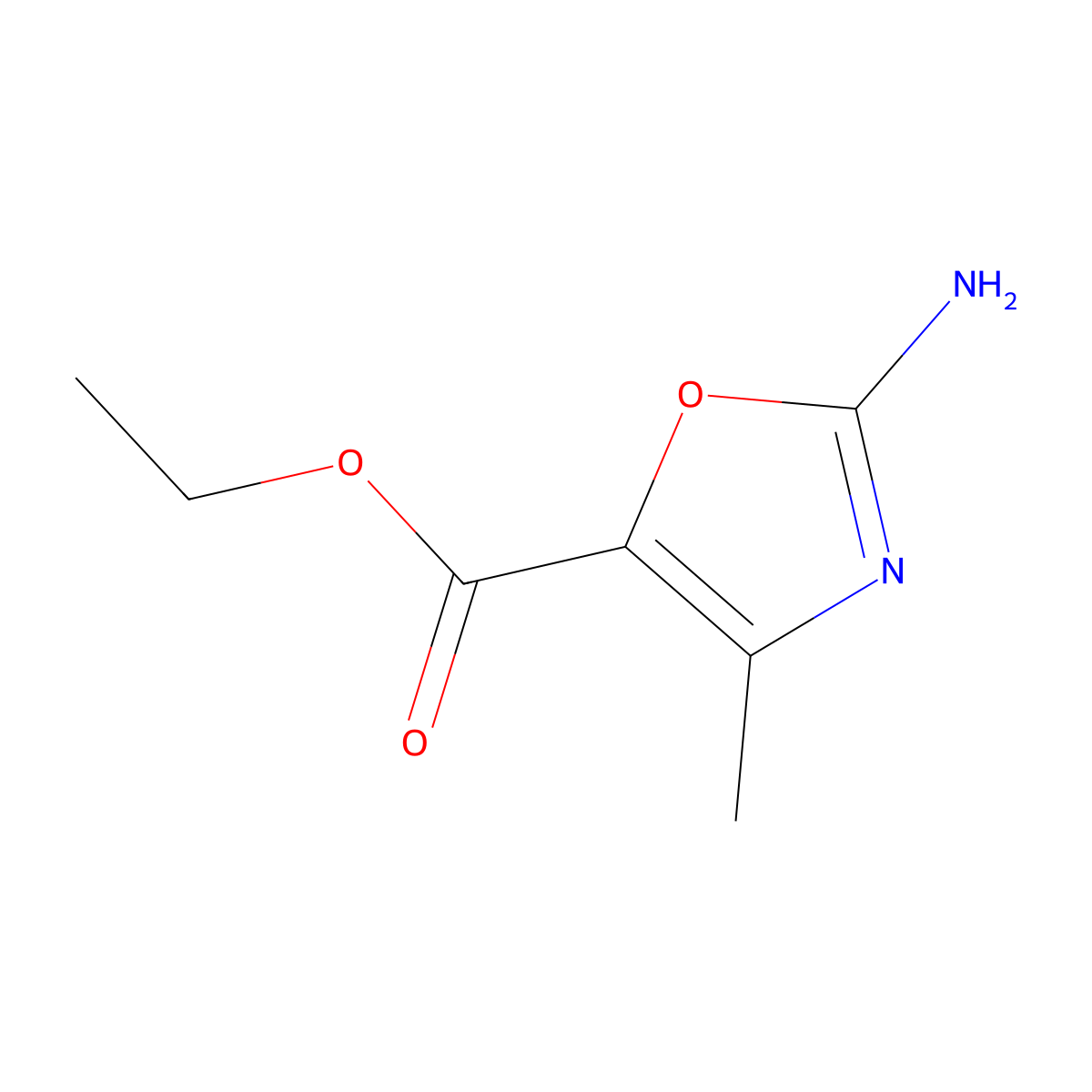 Ethyl 2-amino-4-methyl-1,3-oxazole-5-carboxylate molecular structure, CAS 79221-15-1