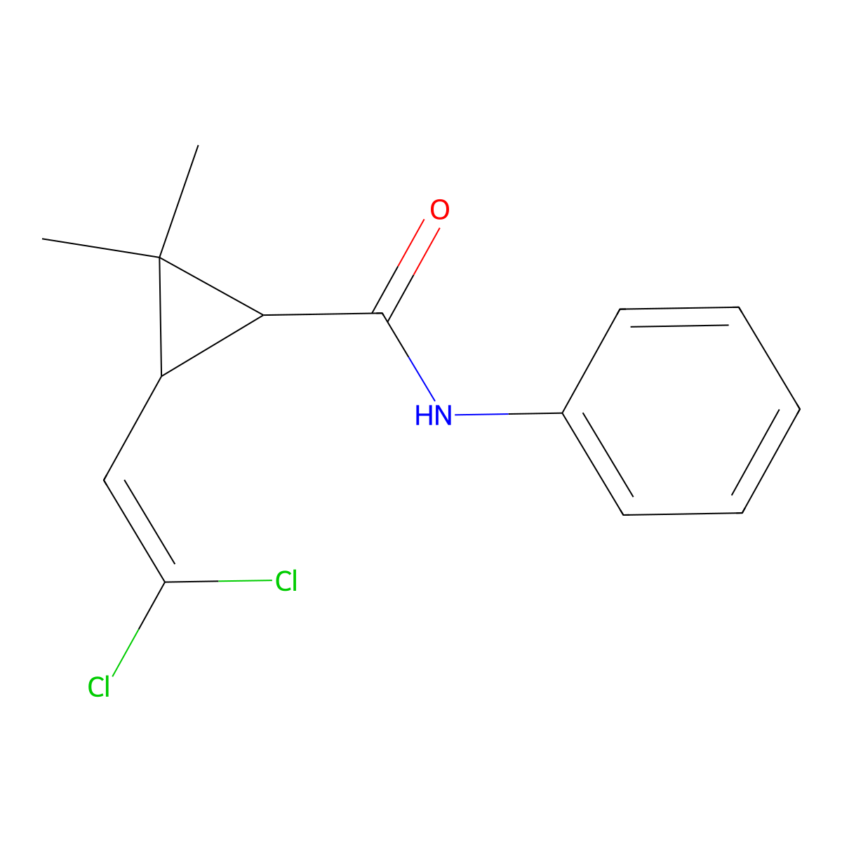 3-(2,2-dichloroethenyl)-2,2-dimethyl-N-phenylcyclopropane-1-carboxamide molecular structure, CAS 79224-20-7
