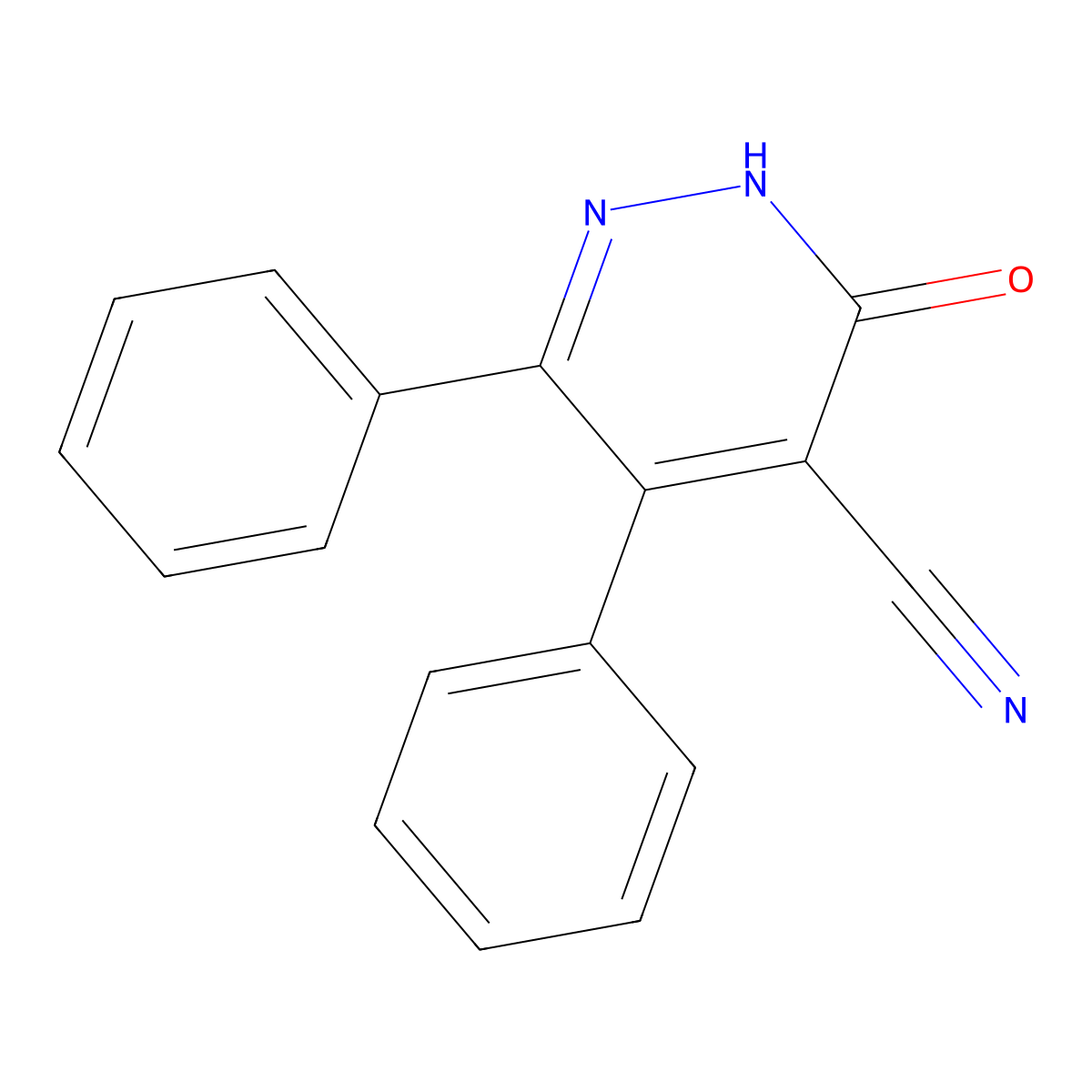 4-Pyridazinecarbonitrile, 2,3-dihydro-3-oxo-5,6-diphenyl- molecular structure, CAS 79225-55-1