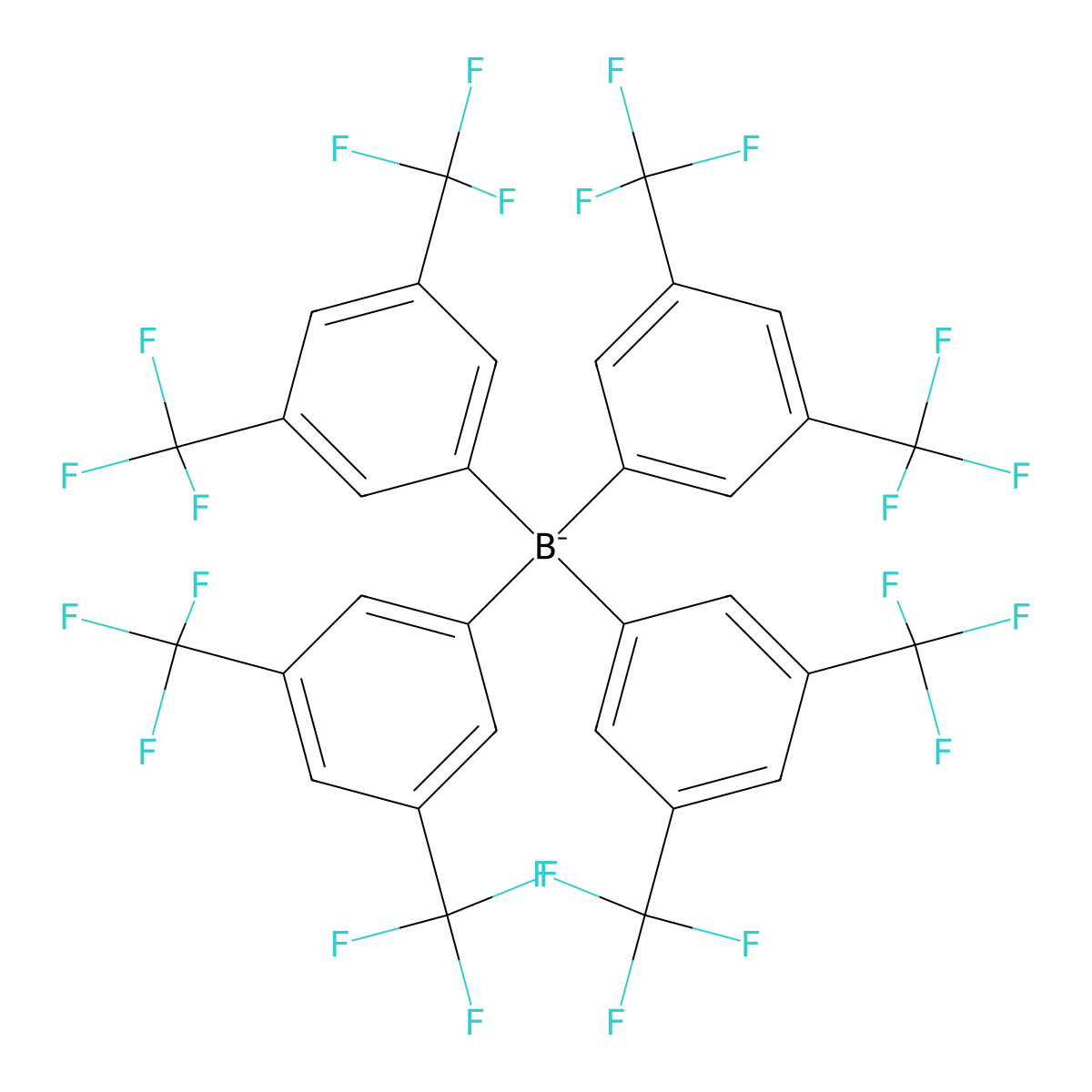 Tetrakis(3,5-bis(trifluoromethyl)phenyl)borate molecular structure, CAS 79230-20-9