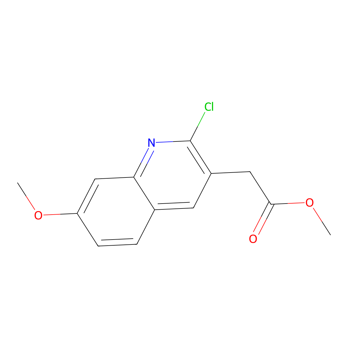 Methyl 2-(2-chloro-7-methoxyquinolin-3-yl)acetate molecular structure, CAS 79249-35-7