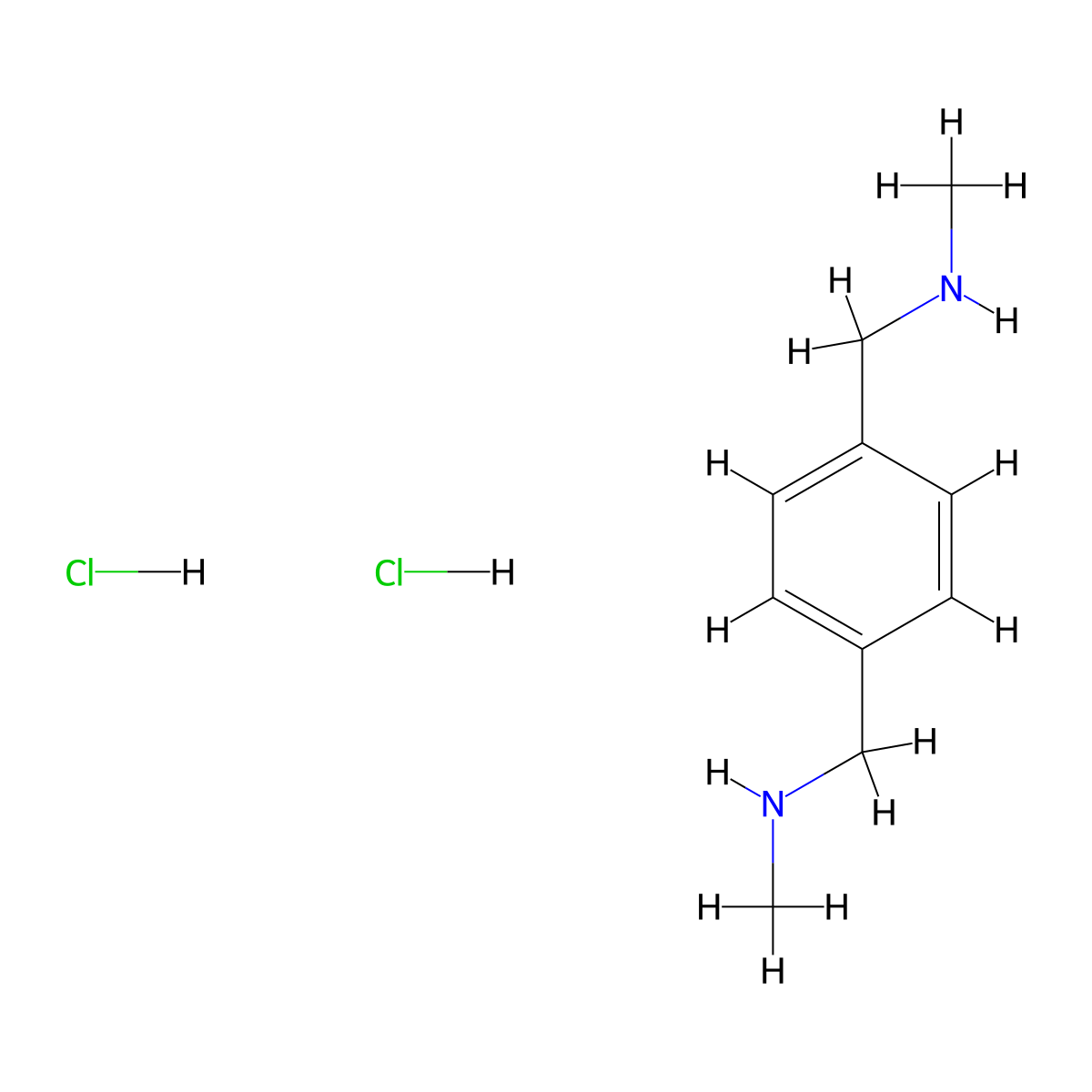 Methyl((4-((methylamino)methyl)phenyl)methyl)amine dihydrochloride molecular structure, CAS 79251-11-9