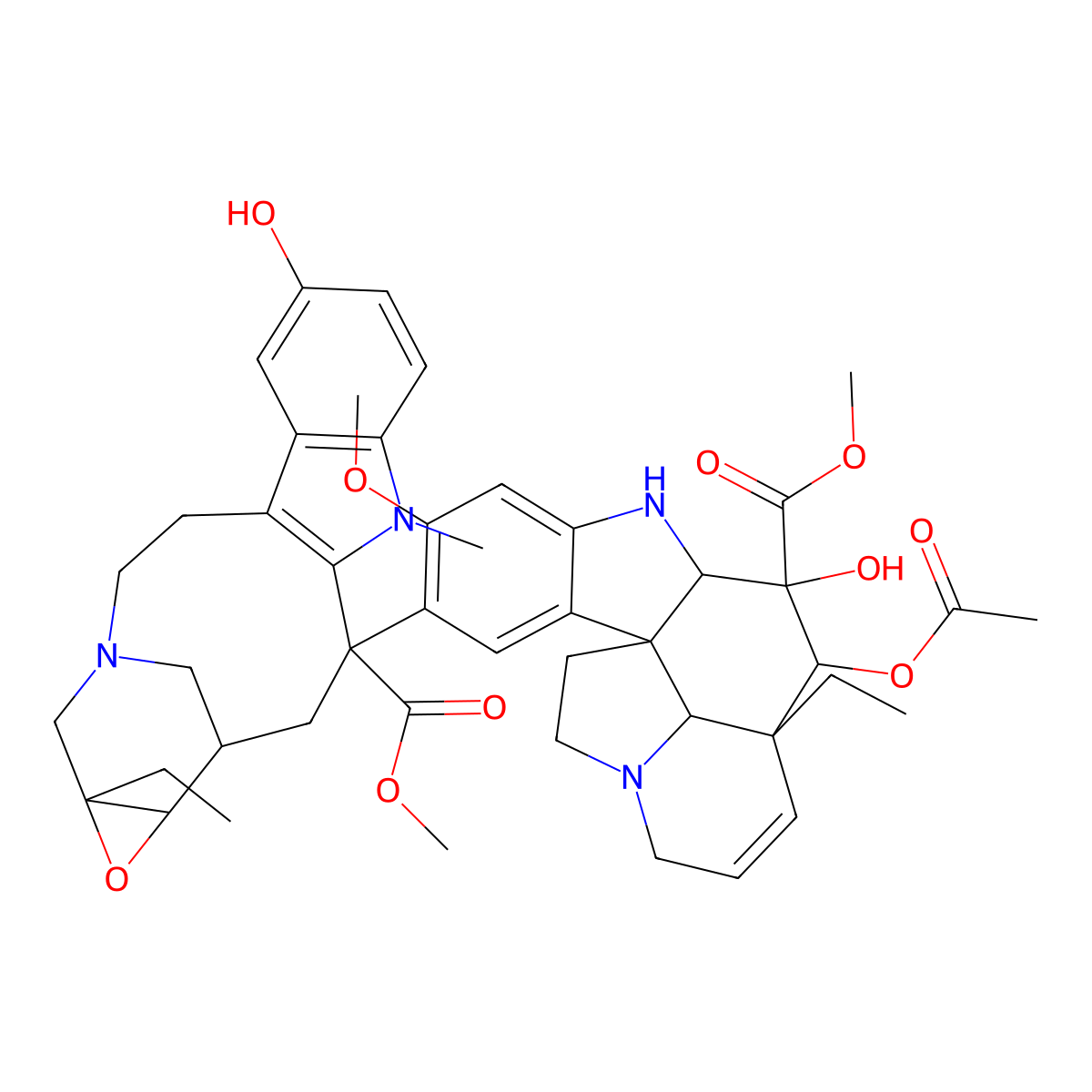 Vincaleukoblastine, 4'-deoxy-3',4'-epoxy-12'-hydroxy-, (3'alpha,4'alpha)- molecular structure, CAS 79257-03-7