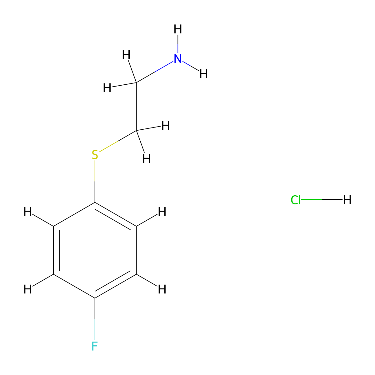 2-[(4-Fluorophenyl)sulfanyl]ethan-1-amine hydrochloride molecular structure, CAS 79270-76-1