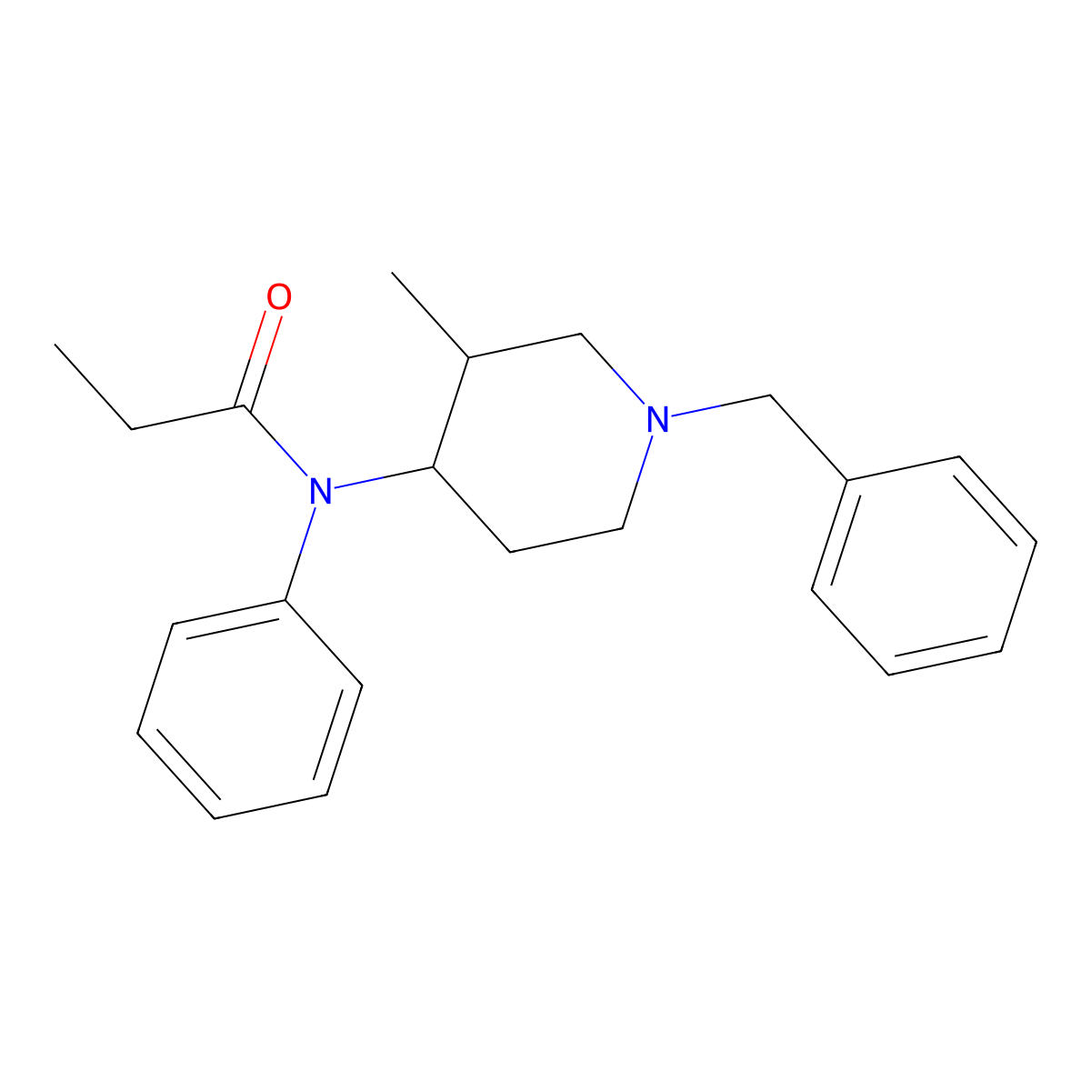 Propanamide, N-(3-methyl-1-(phenylmethyl)-4-piperidinyl)-N-phenyl-, cis- molecular structure, CAS 79278-40-3