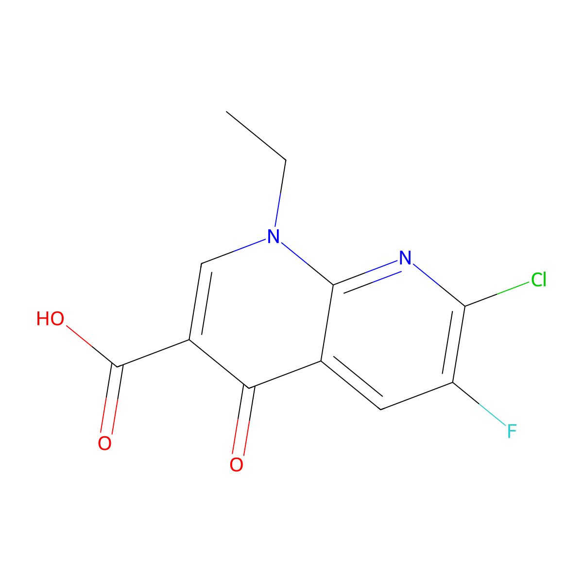 7-Chloro-1-ethyl-6-fluoro-4-oxo-1,4-dihydro-1,8-naphthyridine-3-carboxylic acid molecular structure, CAS 79286-73-0