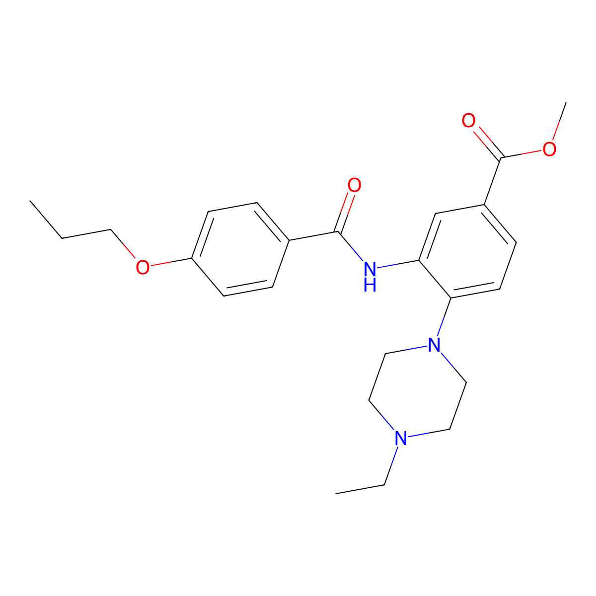 Methyl 4-(4-ethyl-1-piperazinyl)-3-[(4-propoxybenzoyl)amino]benzoate molecular structure, CAS 792925-83-8
