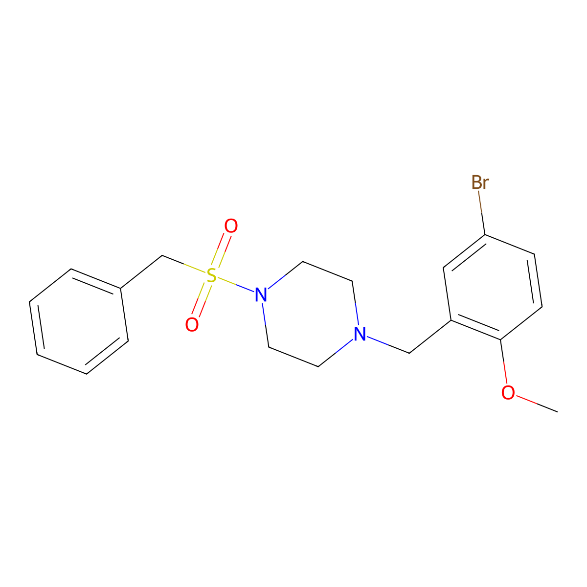 1-(Benzylsulfonyl)-4-(5-bromo-2-methoxybenzyl)piperazine molecular structure, CAS 792926-65-9