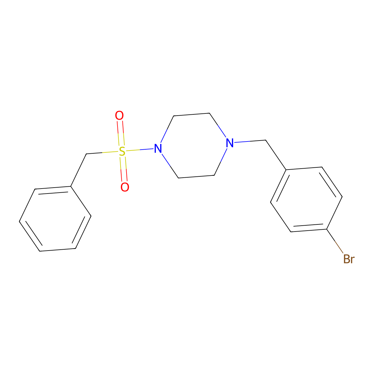 1-Benzylsulfonyl-4-[(4-bromophenyl)methyl]piperazine molecular structure, CAS 792926-66-0