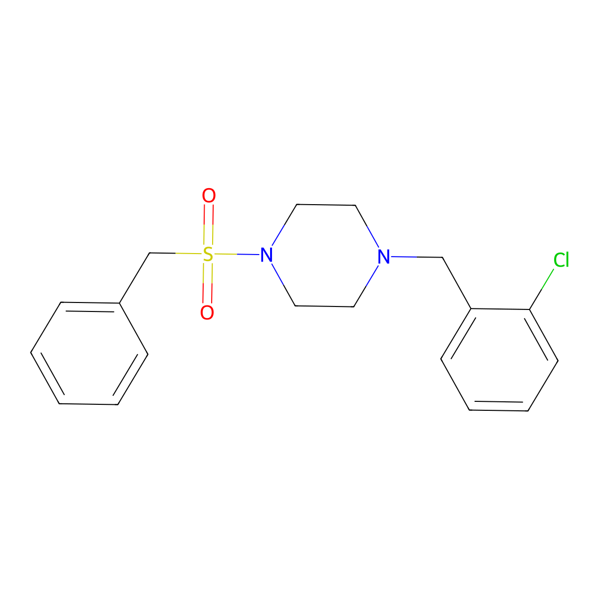 1-Benzylsulfonyl-4-[(2-chlorophenyl)methyl]piperazine molecular structure, CAS 792926-67-1