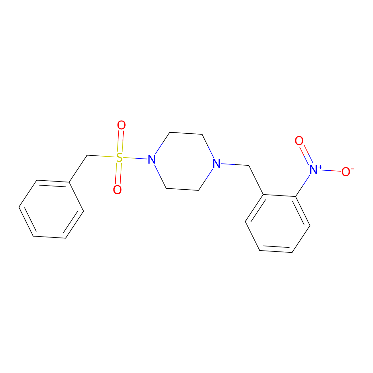 1-Benzylsulfonyl-4-[(2-nitrophenyl)methyl]piperazine molecular structure, CAS 792926-69-3