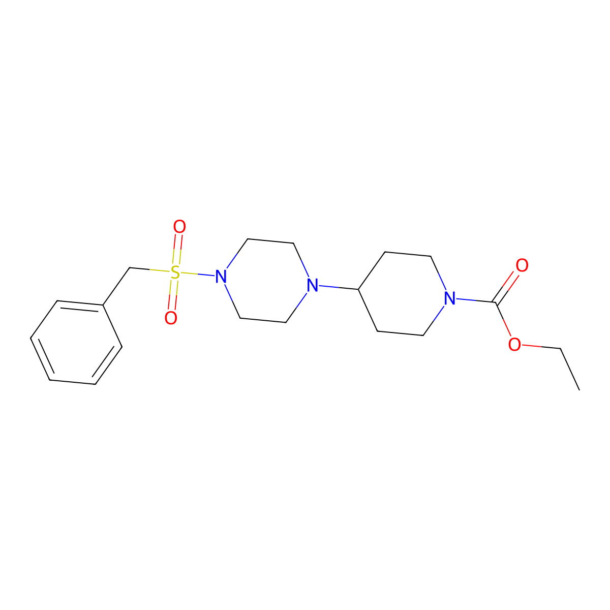 Ethyl 4-(4-(benzylsulfonyl)piperazin-1-yl)piperidine-1-carboxylate molecular structure, CAS 792926-72-8