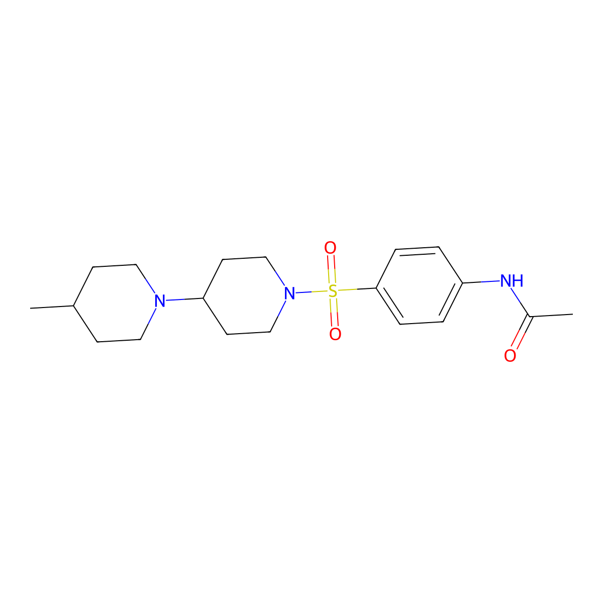 N-[4-[4-(4-methylpiperidin-1-yl)piperidin-1-yl]sulfonylphenyl]acetamide molecular structure, CAS 792926-87-5