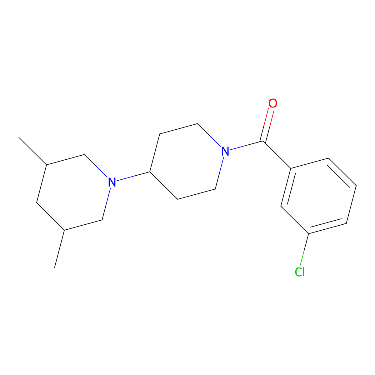 (3-Chlorophenyl)-[4-(3,5-dimethylpiperidin-1-yl)piperidin-1-yl]methanone molecular structure, CAS 792926-99-9