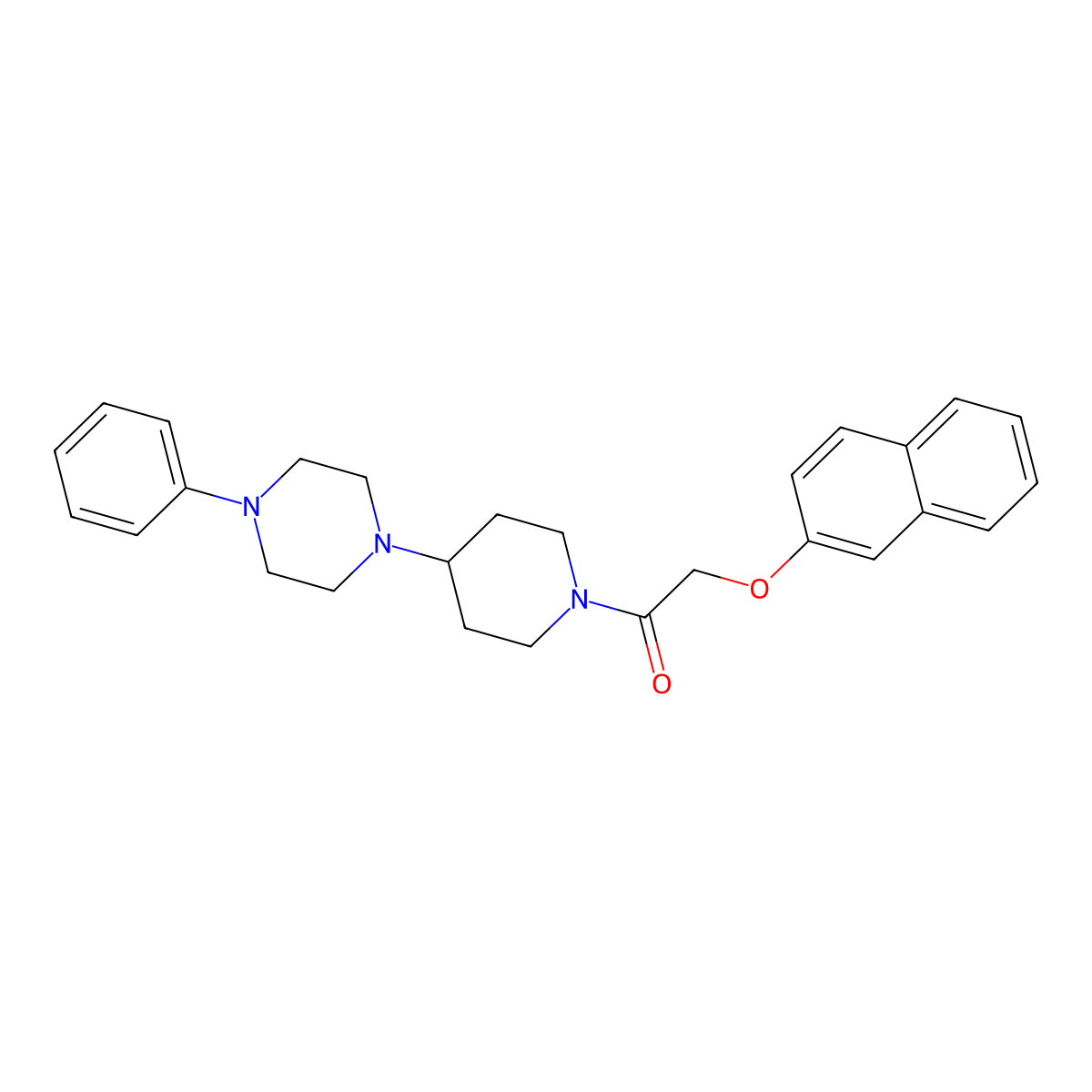 2-Naphthalen-2-yloxy-1-[4-(4-phenylpiperazin-1-yl)piperidin-1-yl]ethanone molecular structure, CAS 792927-00-5