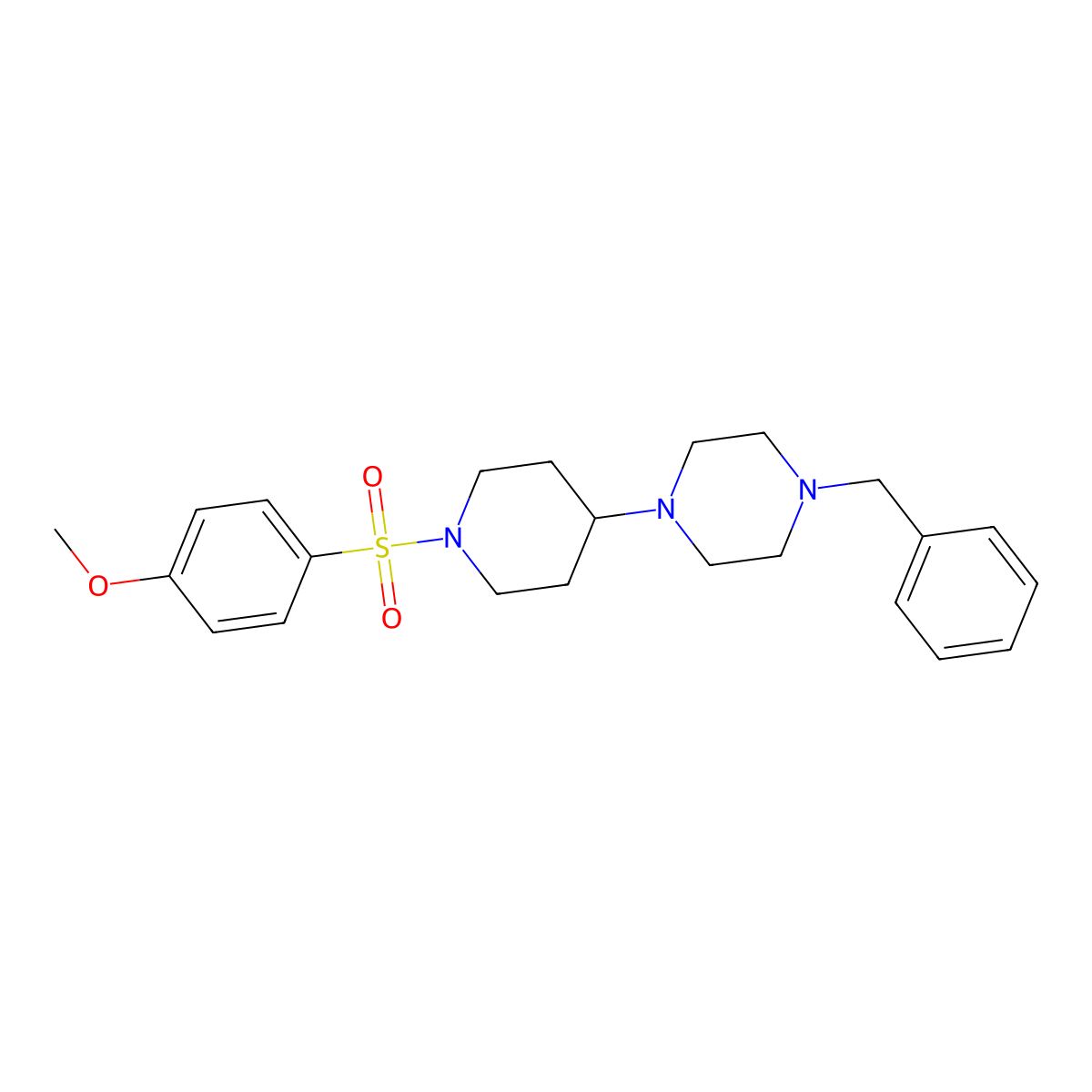 1-Benzyl-4-[1-(4-methoxyphenyl)sulfonylpiperidin-4-yl]piperazine molecular structure, CAS 792927-04-9