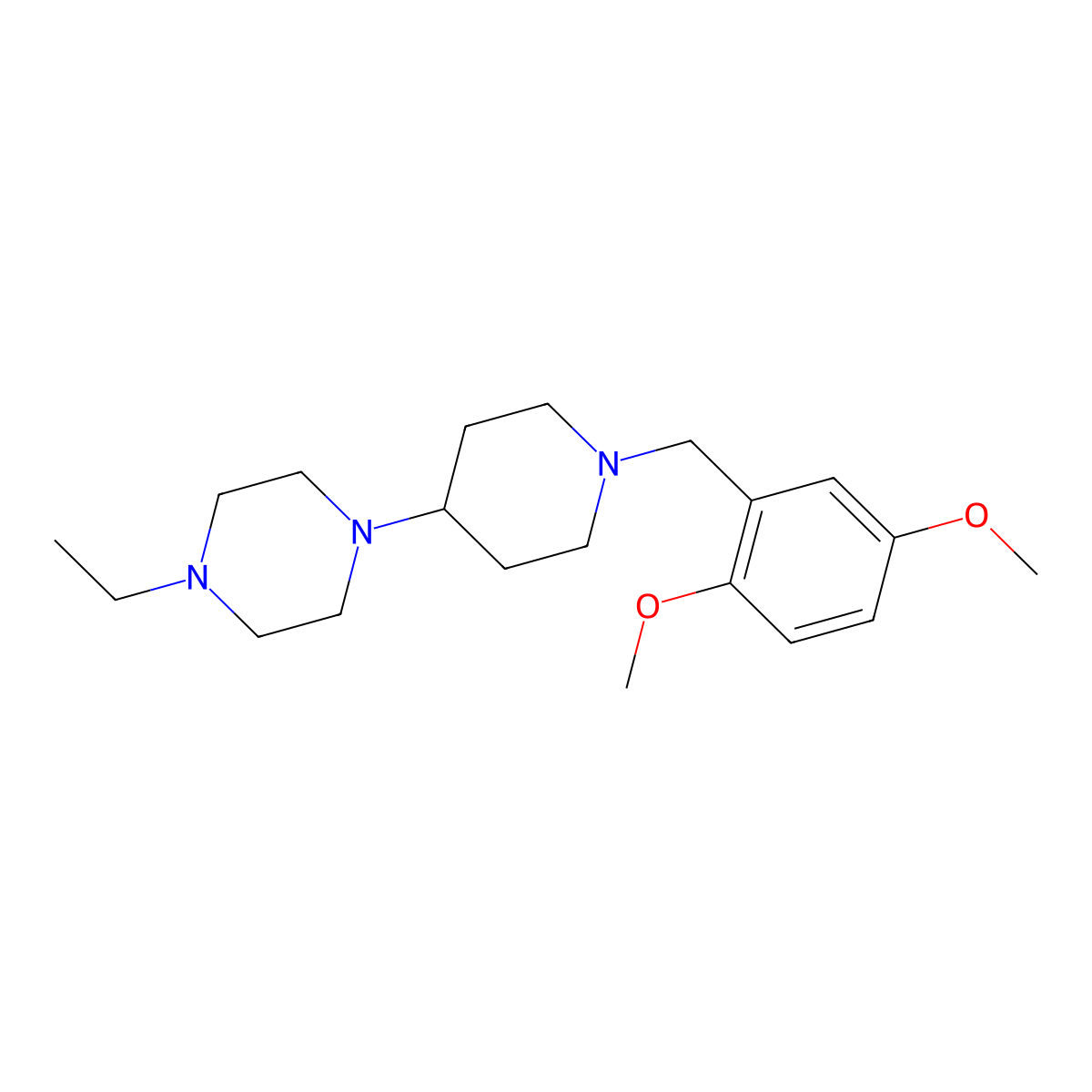 1-[1-(2,5-Dimethoxybenzyl)-4-piperidinyl]-4-ethylpiperazine molecular structure, CAS 792927-15-2
