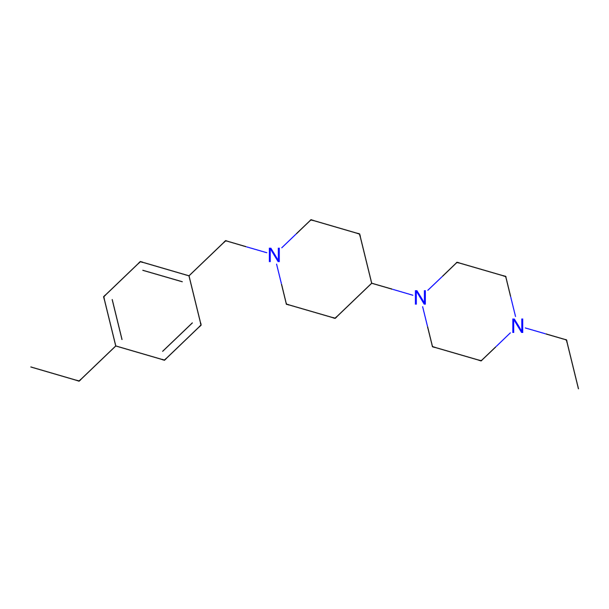 1-Ethyl-4-[1-[(4-ethylphenyl)methyl]piperidin-4-yl]piperazine molecular structure, CAS 792927-16-3