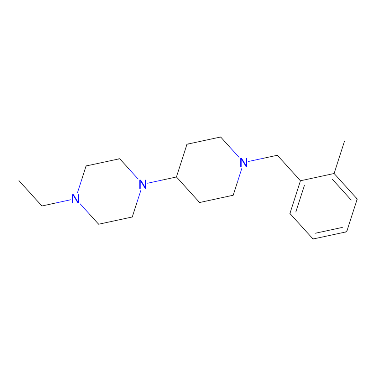 1-Ethyl-4-[1-(2-methylbenzyl)piperidin-4-yl]piperazine molecular structure, CAS 792927-20-9