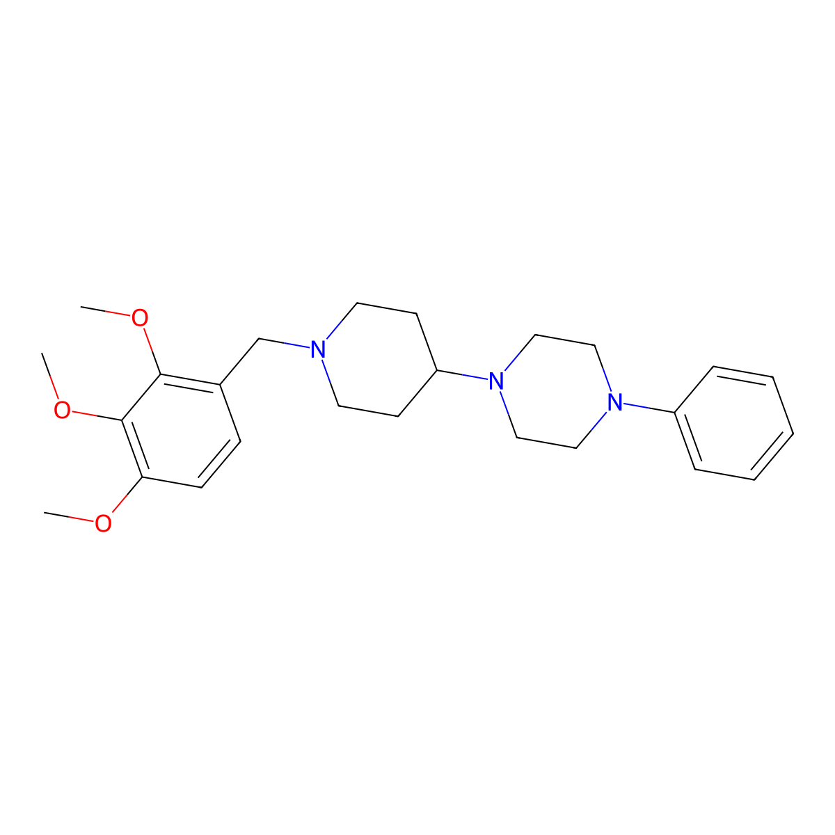 1-Phenyl-4-[1-[(2,3,4-trimethoxyphenyl)methyl]piperidin-4-yl]piperazine molecular structure, CAS 792927-27-6